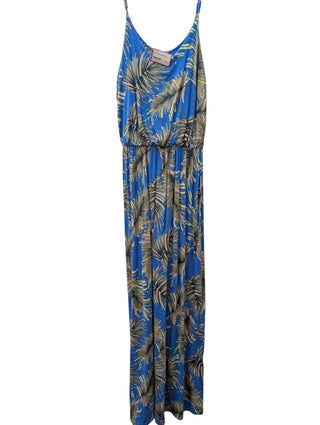 Spaghetti Strap Maxi Tropical Leaf Print