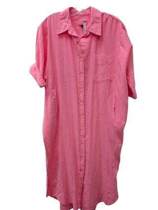 3/4 Sleeve Linen Blend Button Dow Midi Dress