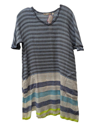 NWT Short Sleeve Multi Stripe Sheath Dress