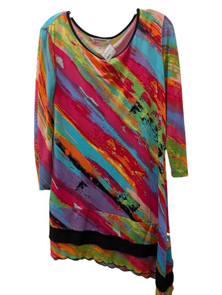 Long Sleeve Asymetrical Hem Color Splotch