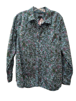 Cotton Long Sleeve Floral Print Button Up