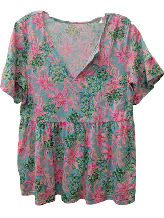 Short Sleeve Floral Flare Waist Tee
