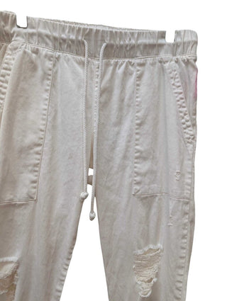 Straight Leg Distressed Elastic Waist