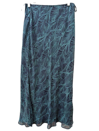 Silk Leaf Print Midi Skirt Lined