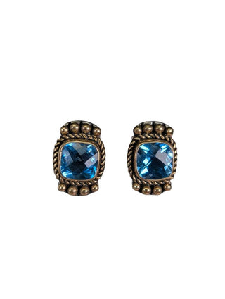 14K Signed Stone Post earrings