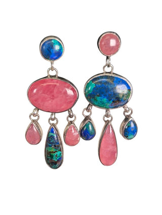 Sterling Azurite Rhodochrosite Earrings
