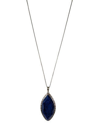 SS Lapis Oval Pendant Necklace
