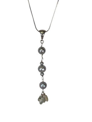 SS Pearl Pendant Necklace Earrings Set