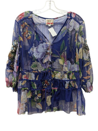 NWT 2 Piece Floral Tank & Mesh Cardigan Beading