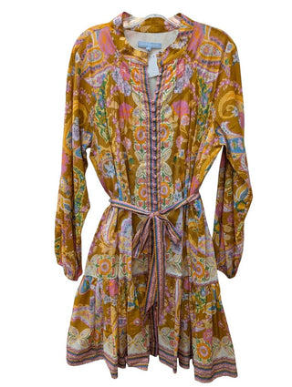Long Sleeve Floral Button Up Flutter Dress