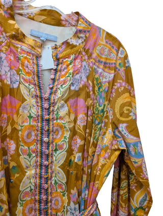Long Sleeve Floral Button Up Flutter Dress
