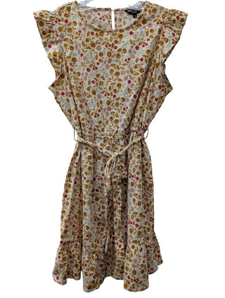 Short Flutter Sleeve Floral Print Dress