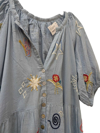 Short Sleeve Embroidered Items Button Up
