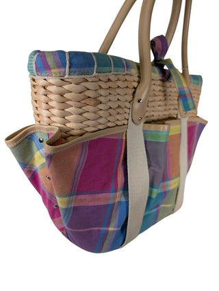 Wicker and Plaid Tote Bag