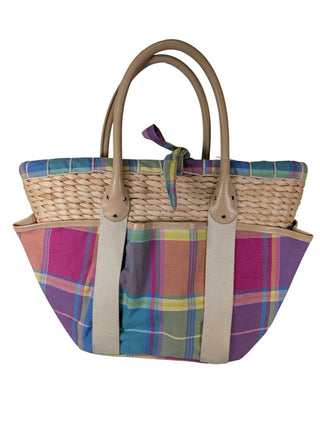 Wicker and Plaid Tote Bag