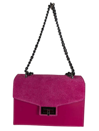 Suede & Leather Crossbody Gunmetal Chain