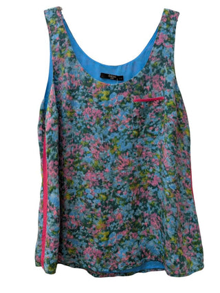 Silk Lined Watercolor Print Blouse (sz12)