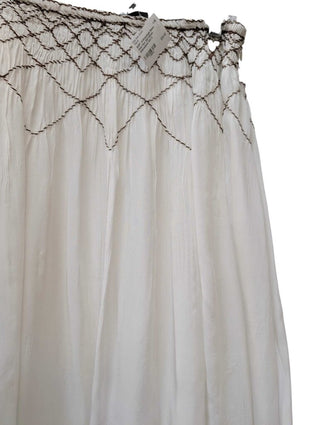 Below Knee Flare Skirt Brown Embroidered