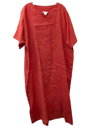 Linen Short Sleeve Sheath Maxi Dress
