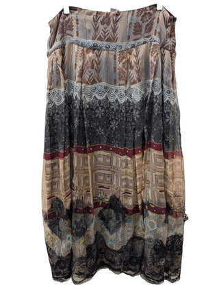Silk Multi Fabric Flowy Skirt