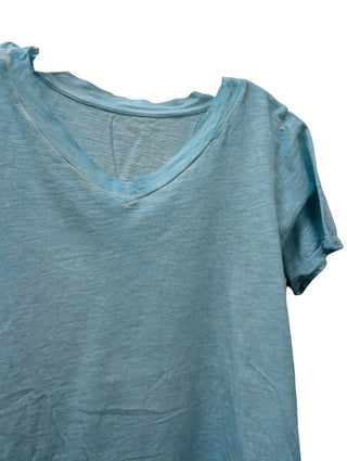 Short Sleeve V Neck Acid Wash