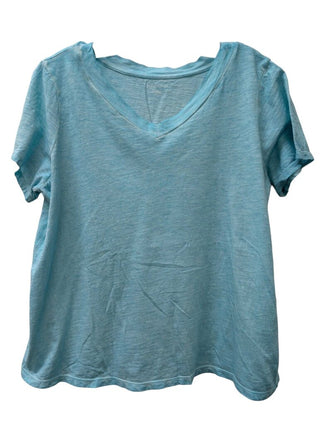 Short Sleeve V Neck Acid Wash