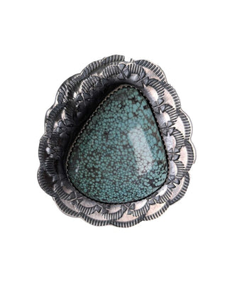 SS Signed Tawney W Turq Ring w/etched edges