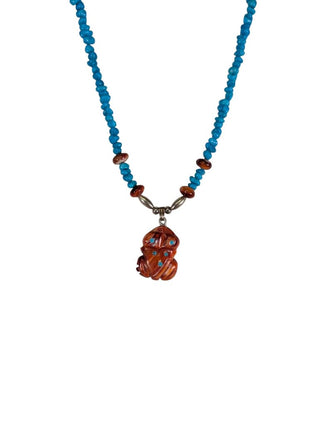 SS Sleeping Beauty Turq & Spiny Oyster Frog Necklace