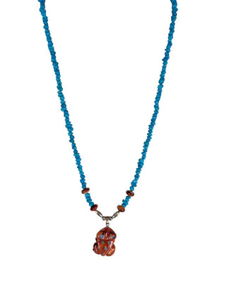 SS Sleeping Beauty Turq & Spiny Oyster Frog Necklace
