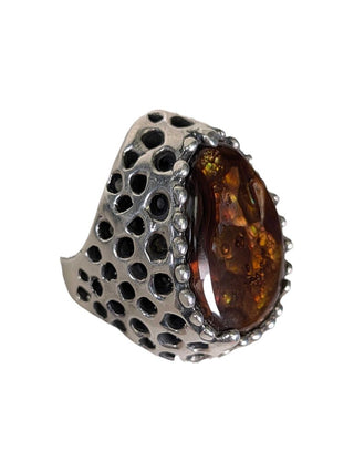 SS Stone Ring with Cutouts