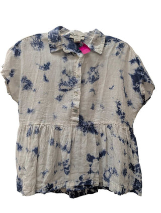 Short Sleeve Linen Tie Dye Baby Doll Blouse
