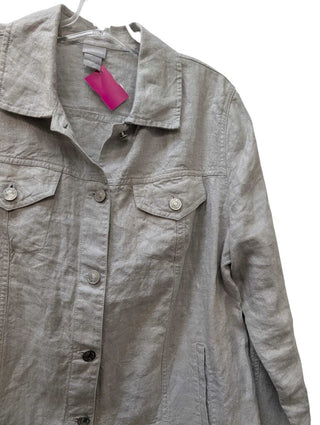 Long Sleeve Metallic Linen Button Up Jacket