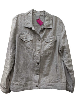 Long Sleeve Metallic Linen Button Up Jacket