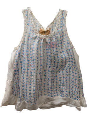 100% Silk Abstract Geometric Print Blouse
