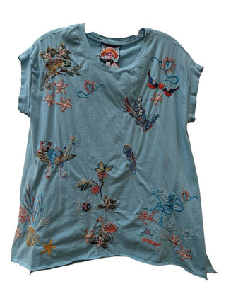 Short Sleeve Embroidered Animals Tee