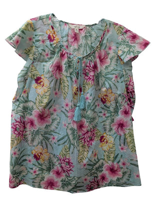 NWT Short Sleeve Tropical Print Blouse