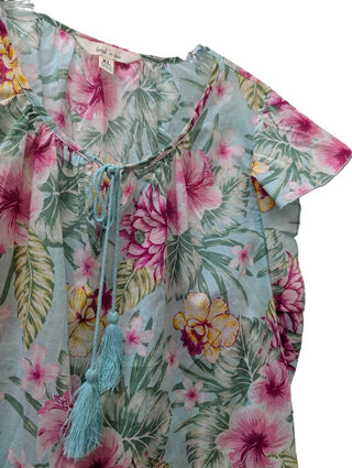 NWT Short Sleeve Tropical Print Blouse