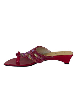 Sequined Kitten Heel Thong Sandal