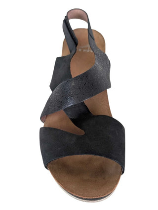 X Strap Velcro Heel Wedge Sandal Sz 40