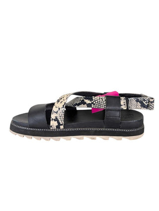 Snakeskin and Black Leather Velcro Heel