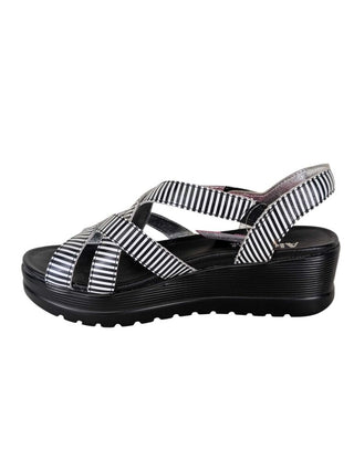 Strappy Striped Platform Sandal Sz 37