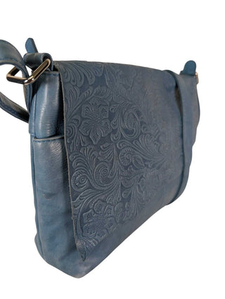 Stamped Leather Saddle Crossbody RFID