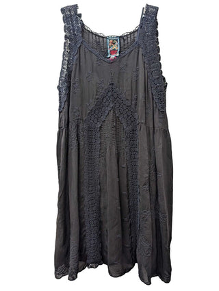Sleeveless Embroidered Solid Flowey Dress