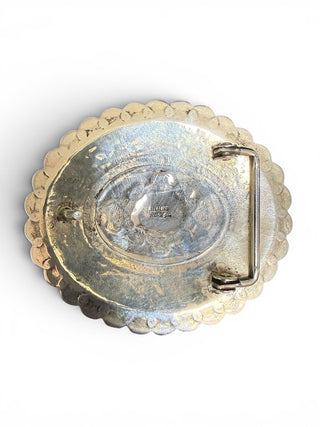 Sterling Turquoise Concho Belt Buckle