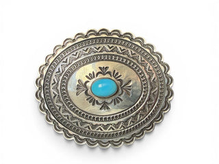 Sterling Turquoise Concho Belt Buckle