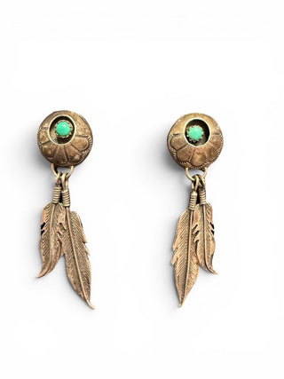 Sterling Turquoise Feather Earrings