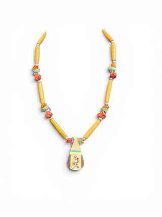 Stone Inlay Pendant Necklace