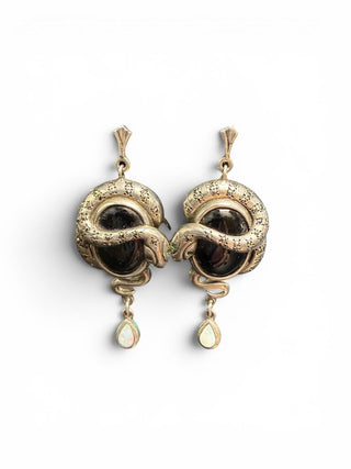 Sterling Onyx Snake Earrings