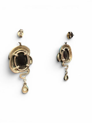 Sterling Onyx Snake Earrings
