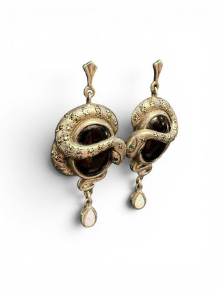 Sterling Onyx Snake Earrings